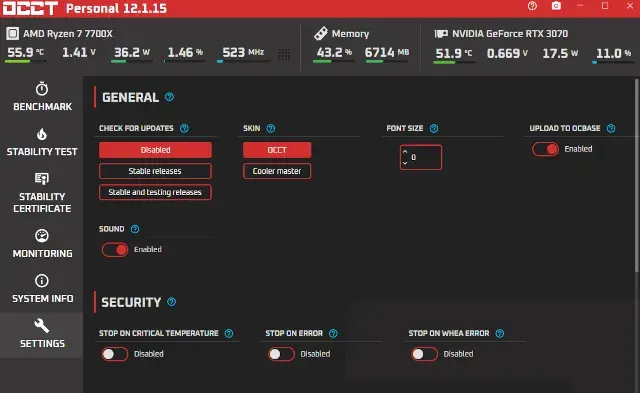 OCCT Versión Personal | OverClock Checking Tool