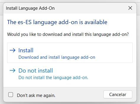 Instalar idioma español
