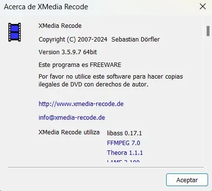 XMedia Recode Versión Español - Convertidor de Audio y Vídeo