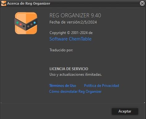 Reg Organizer Versión Final - Captura de pantalla