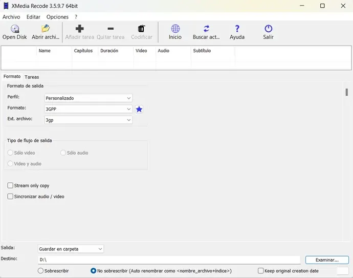 XMedia Recode Versión Español - Convertidor de Audio y Vídeo
