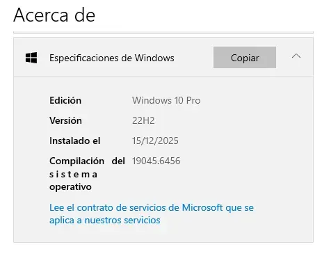 Windows 10 22H2 Pro Build 19045.6456 Español Latino x64 [Octubre 2025]